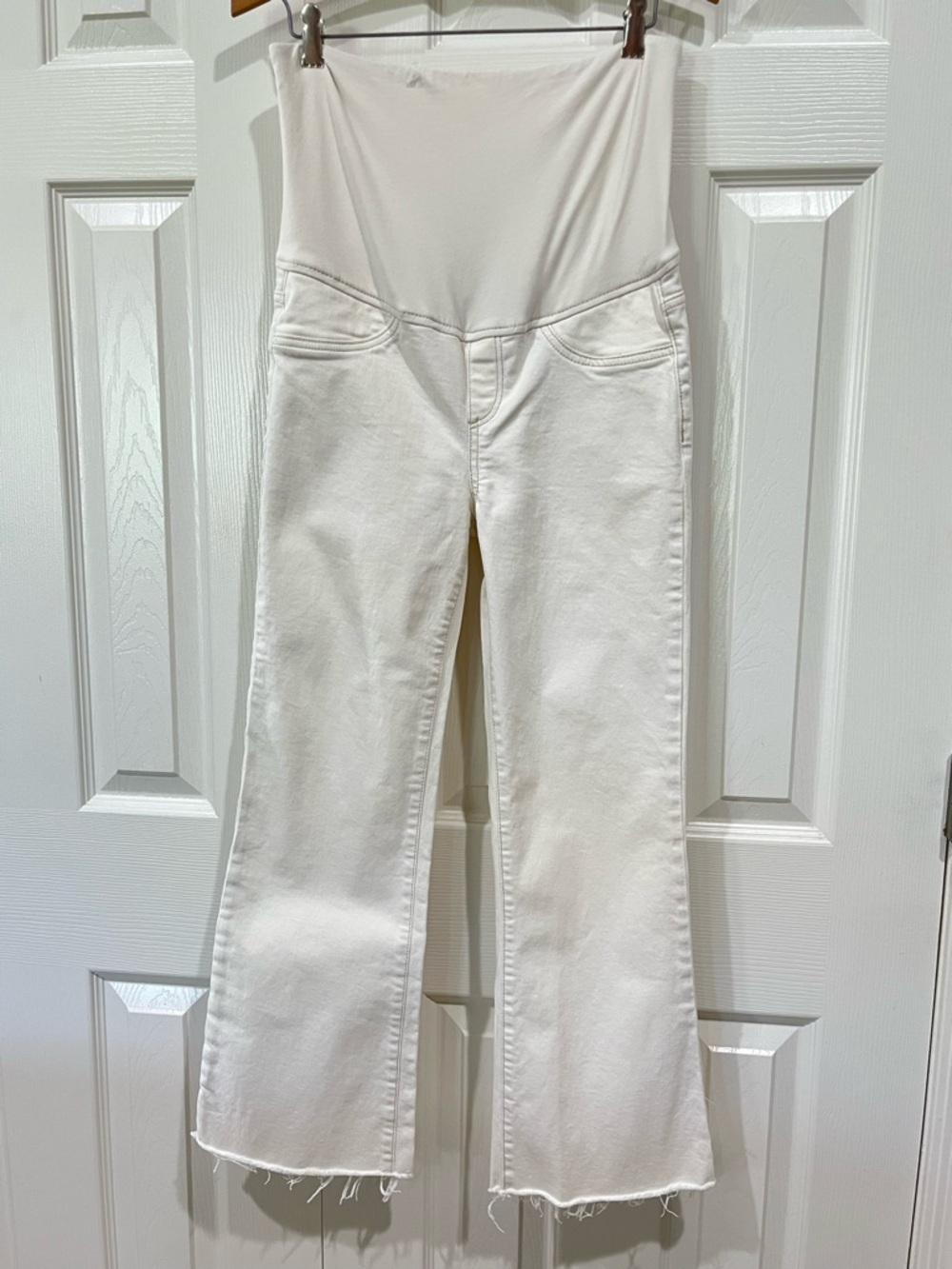 Mango Over the Bump Raw Hem Crop Flare Maternity Jeans Size 2